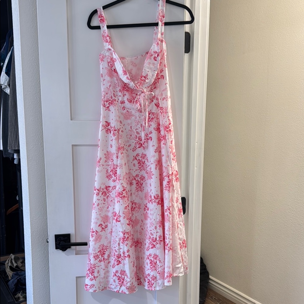 Floral Pink and White Dress